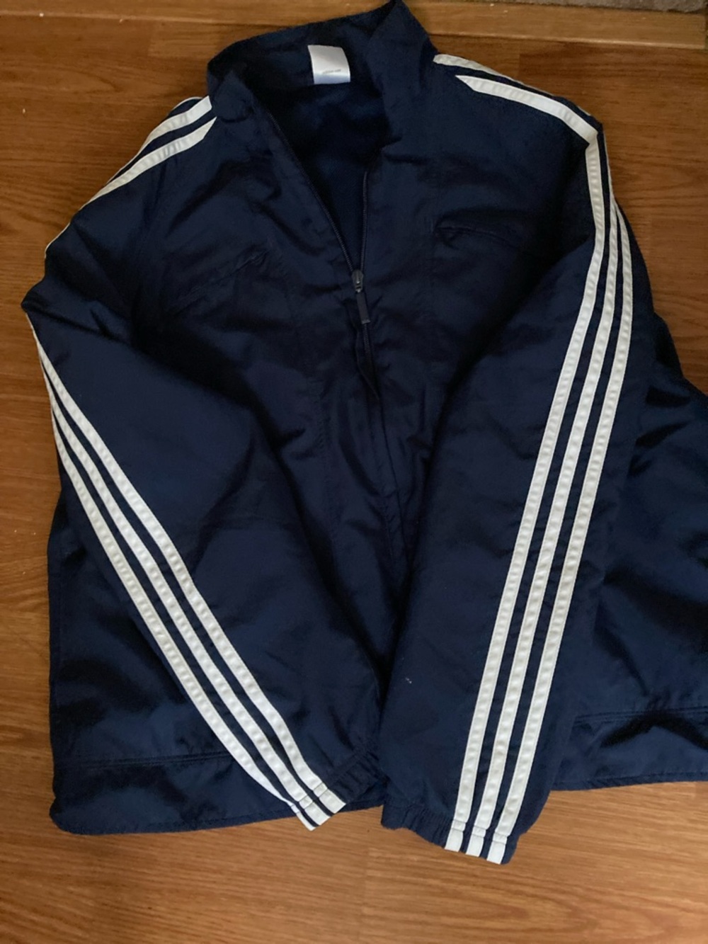 adidas Navy Jacket with White Triple Stripes unisex